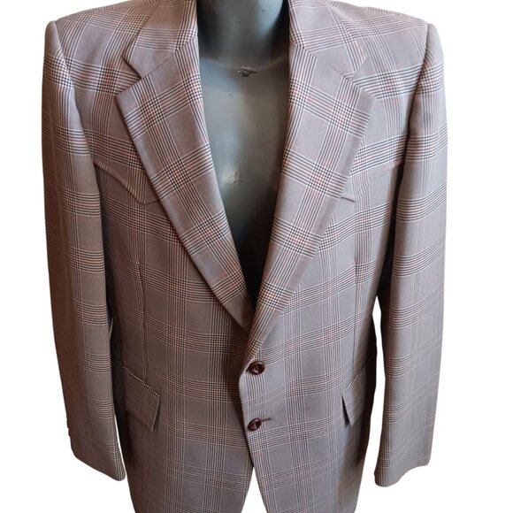 Blazer Jacket 44R Vintage Western Cowboy Plaid Rancher 1980's Prestige West - Picture 1 of 9